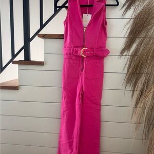 Show Me Your MuMu Fuchsia Belted Jumpsuit